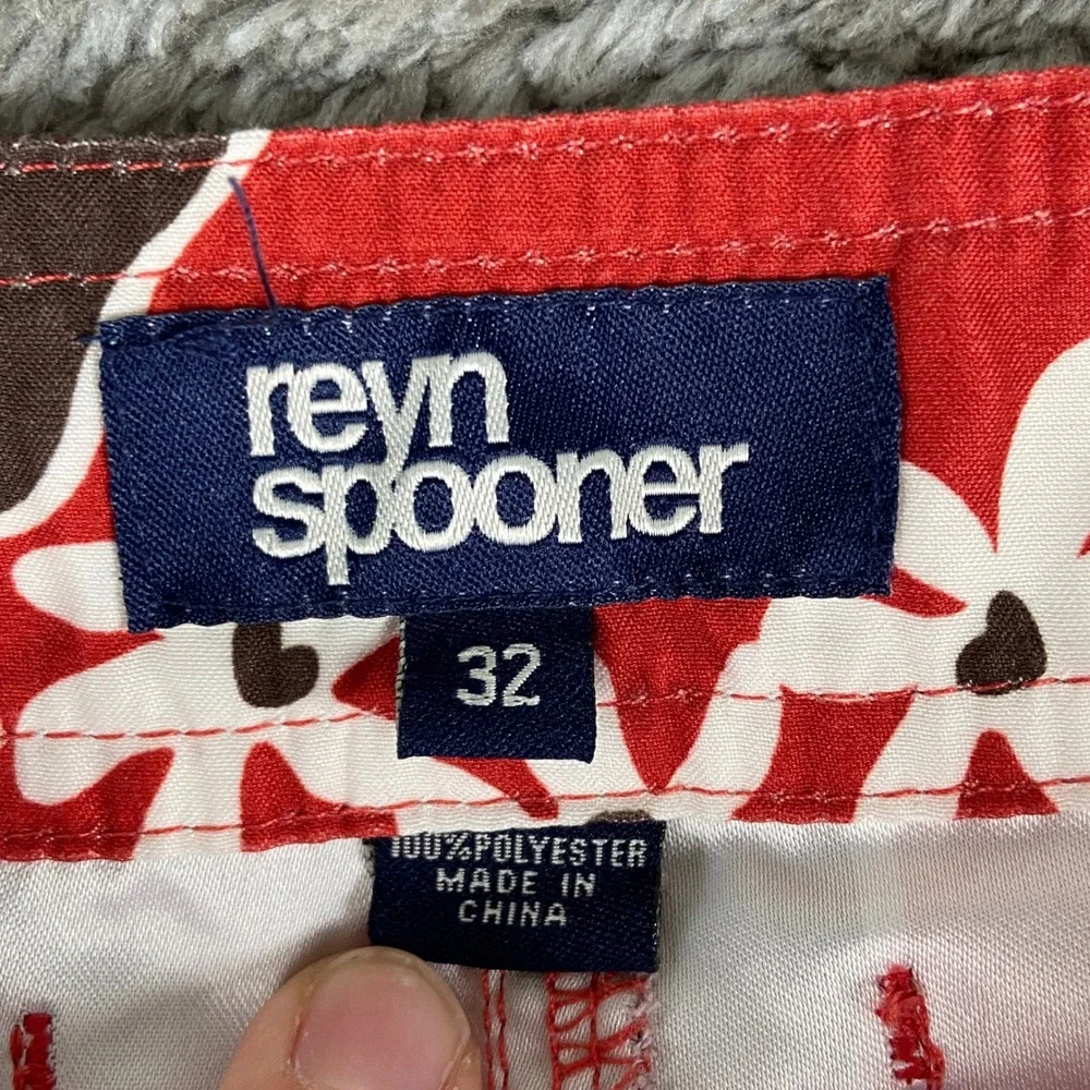 Reyn Spooner Board‎ Shorts Mens 32 Red Floral Tropical Hawaiian Swim Trunks 8